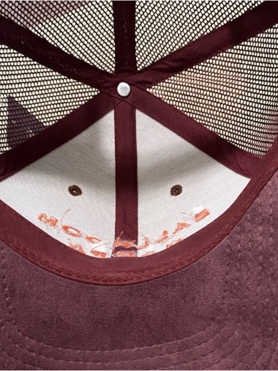 BALLROOM MARFA Suede Trucker Hat - Burgundy & Tangerine. Bold color way. NWT main image 4
